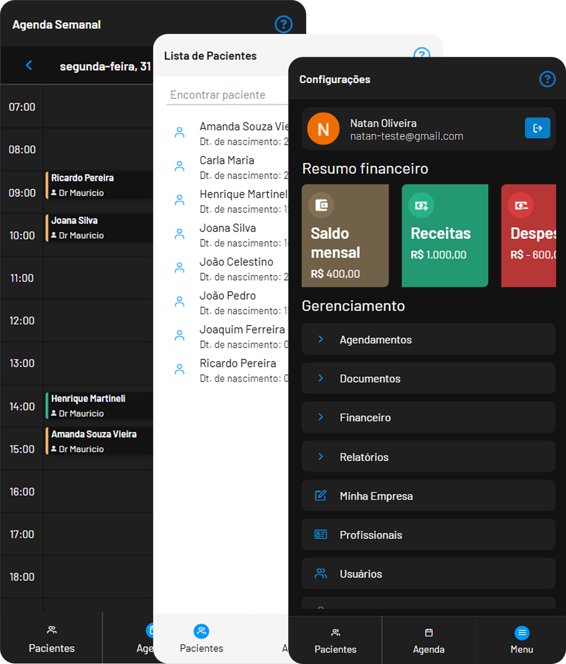Terapeuta usando o Therapy Flow com paciente ao fundo